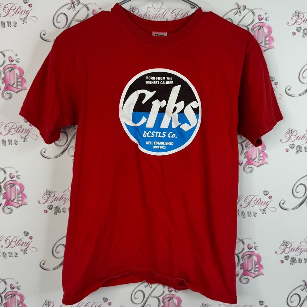 Crooks & castles tee shirt top blue Red Graphic T-Shirt with Crks Logo